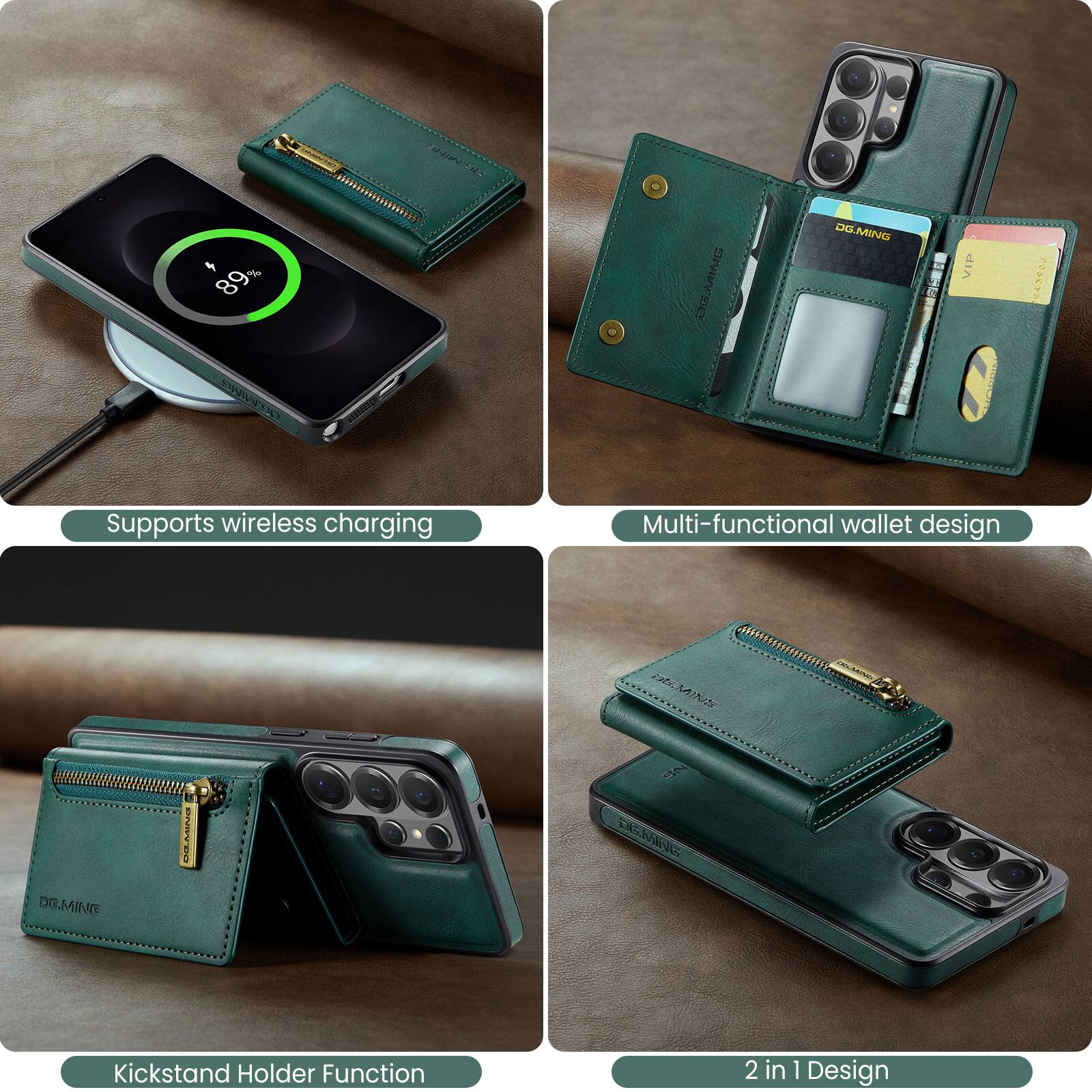 IN 89 MMES GHRSFD RROLMIMG DLMINC DE VIP HORRINE | Supports wireless charging Multi-functional wallet design lut AMN DGMINE IVIVeO DISMIINC Kickstand Holder Function 2 in 1 Design