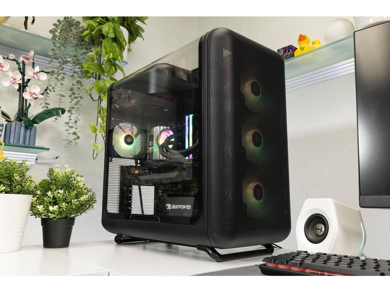 Alt View 5. iBUYPOWER - iBUYPOWER N/A Gaming PC Desktop - AMD Ryzen 7 9800X3D, NVIDIA GeForce RTX 5070Ti 16GB, 32GB DDR5 RGB RAM, 2TB NVMe SSD - Black.