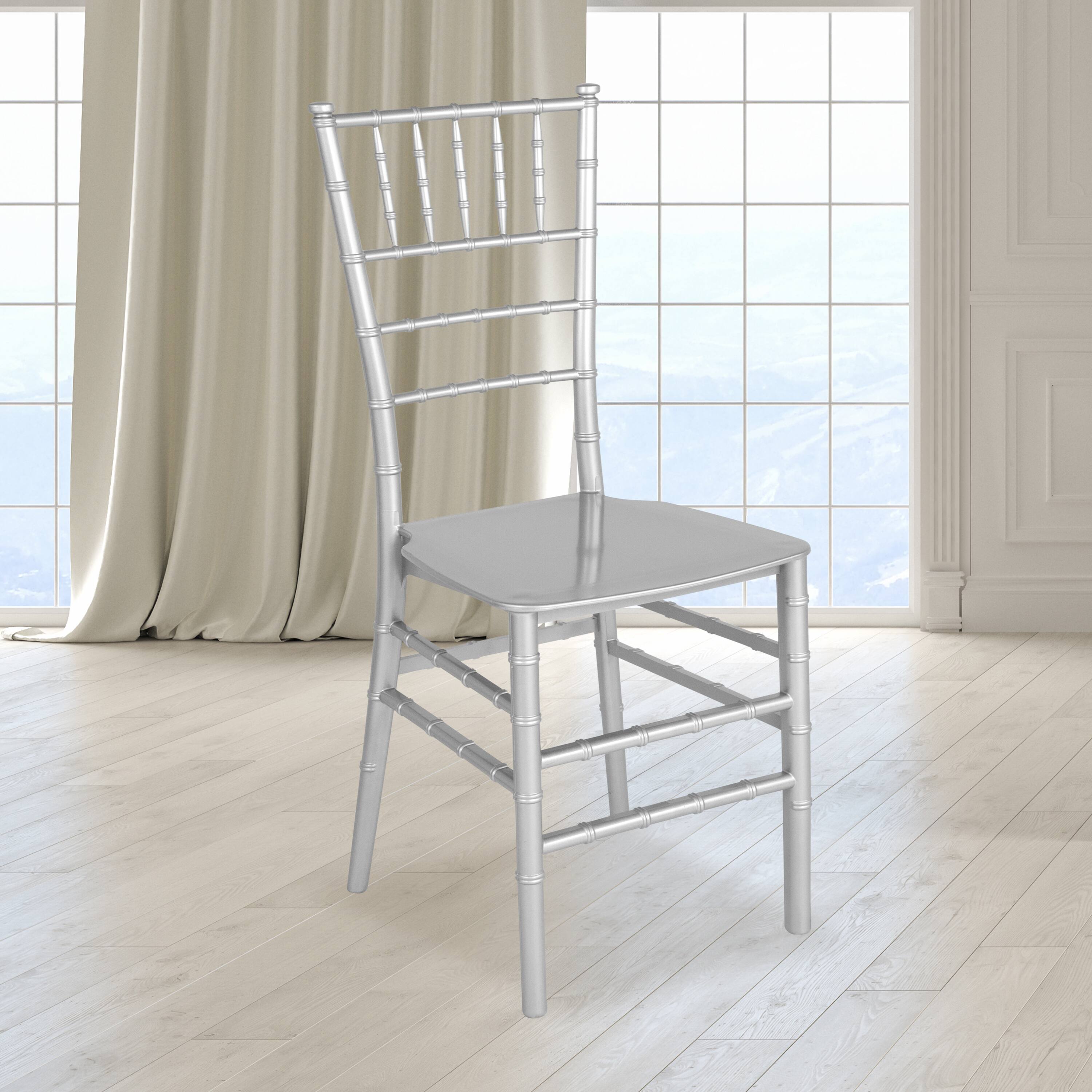 Alt View 1. Emma + Oliver - Resin Stacking Dining Chiavari Chair - Silver.