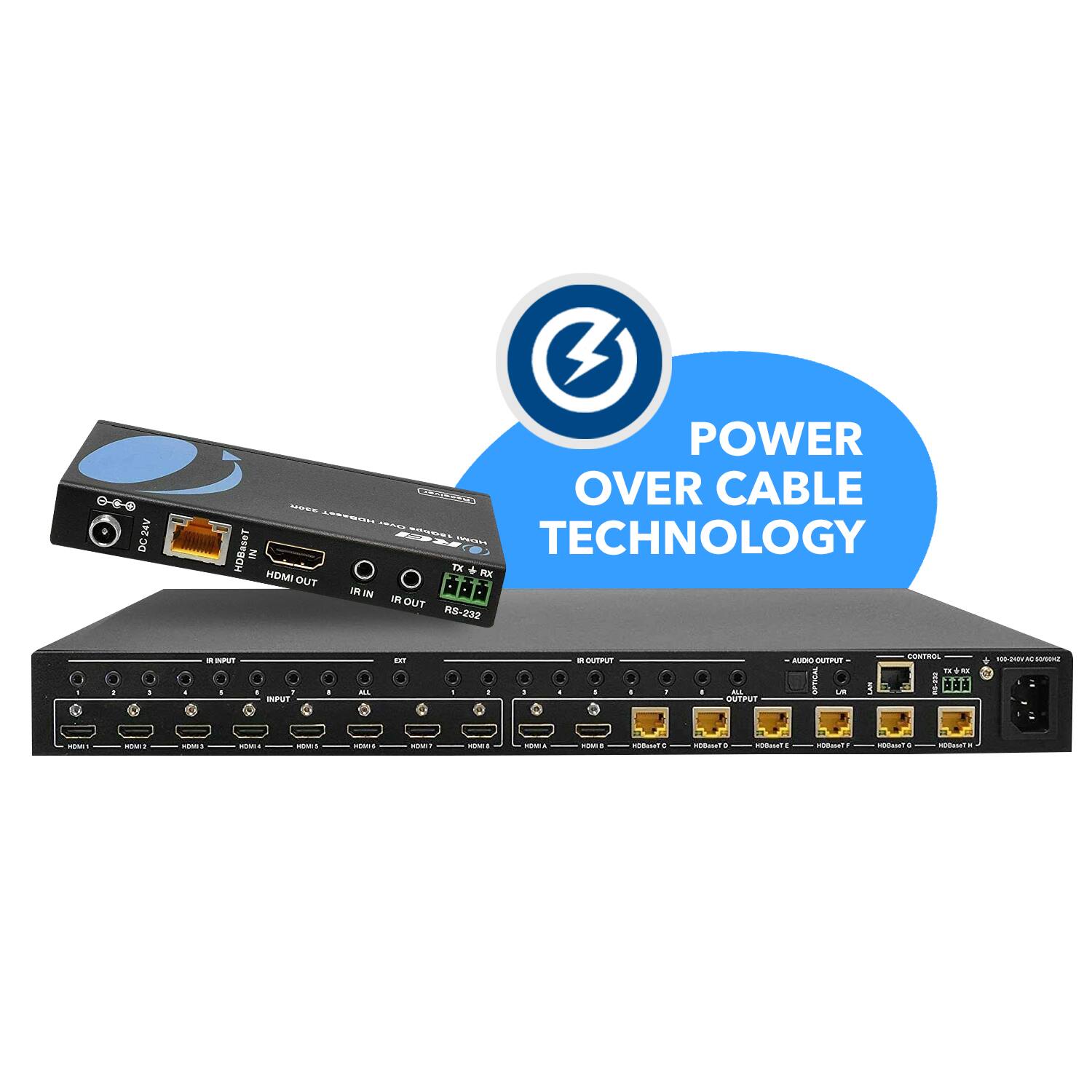 Orei 4K HDBaseT 8x8 HDMI™ Extender Matrix (Loop) 230ft (cat6