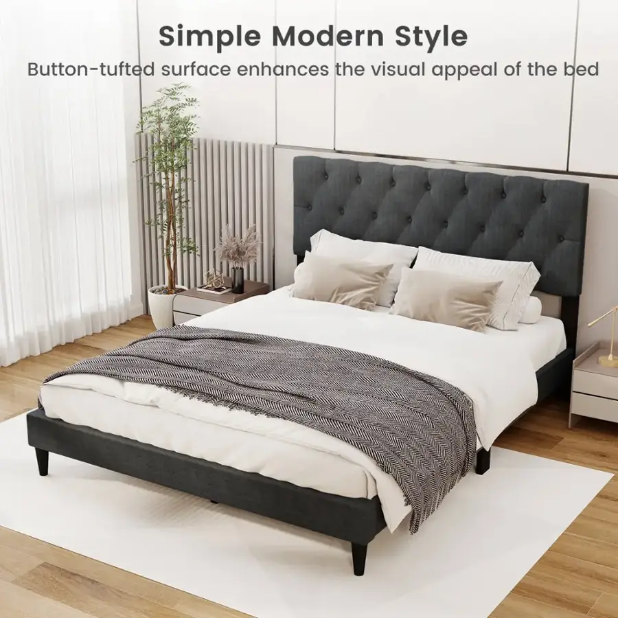 Simple Modern Style Button-tufted surface enhances the visual appeal of the bed.