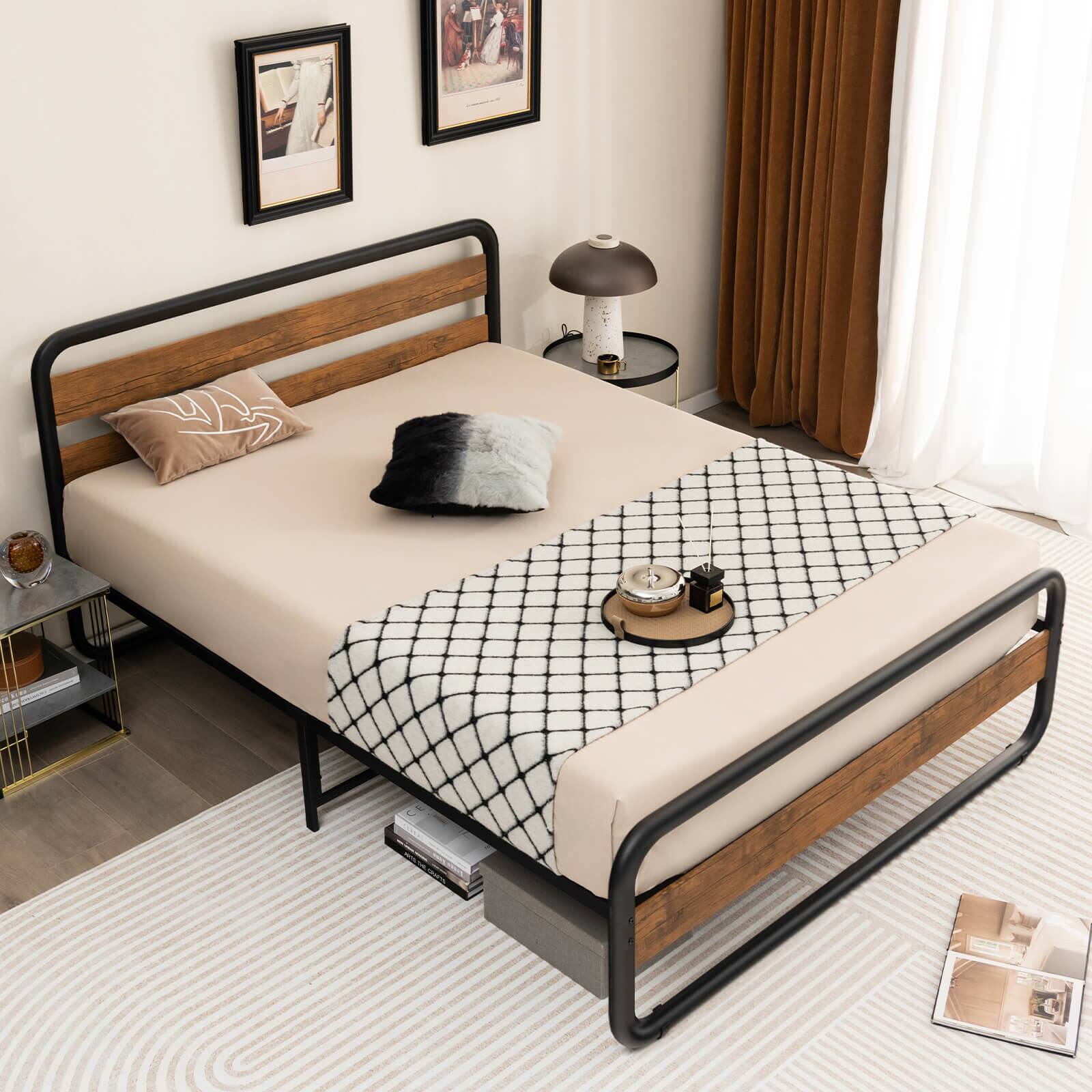 Alt View 1. Ecooso - Arc Platform Bed with Headboard and Footboard - Natural.