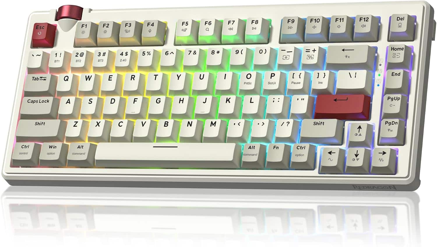REDRAGON - K777 75% Wireless Gasket Mechanical Keyboard with Knob,Hot Swappable RGB Backlit Gaming Keyboard for PC/Mac - Gray