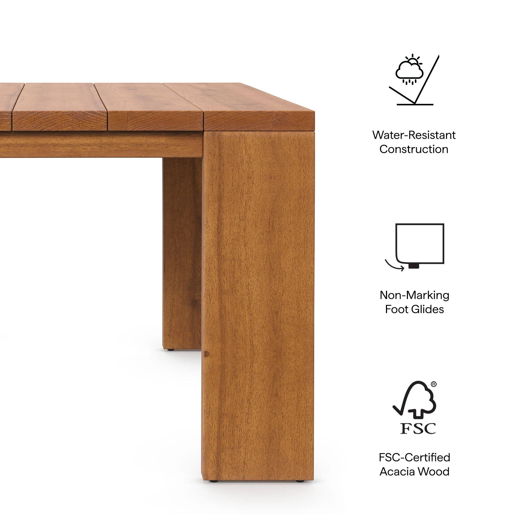 - Water-Resistant Construction
- Non-Marking Foot Glides
- FSC-Certified Acacia Wood