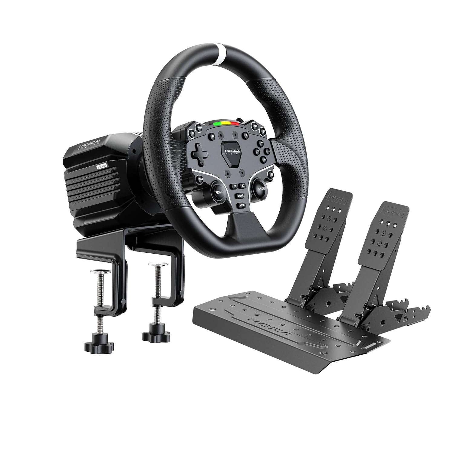 Moza Racing - R5 Pro Direct Drive Sim Racing Bundle with 6Nm of force (Pedals, Wheelbase, & Steering Wheel Included) - Black
