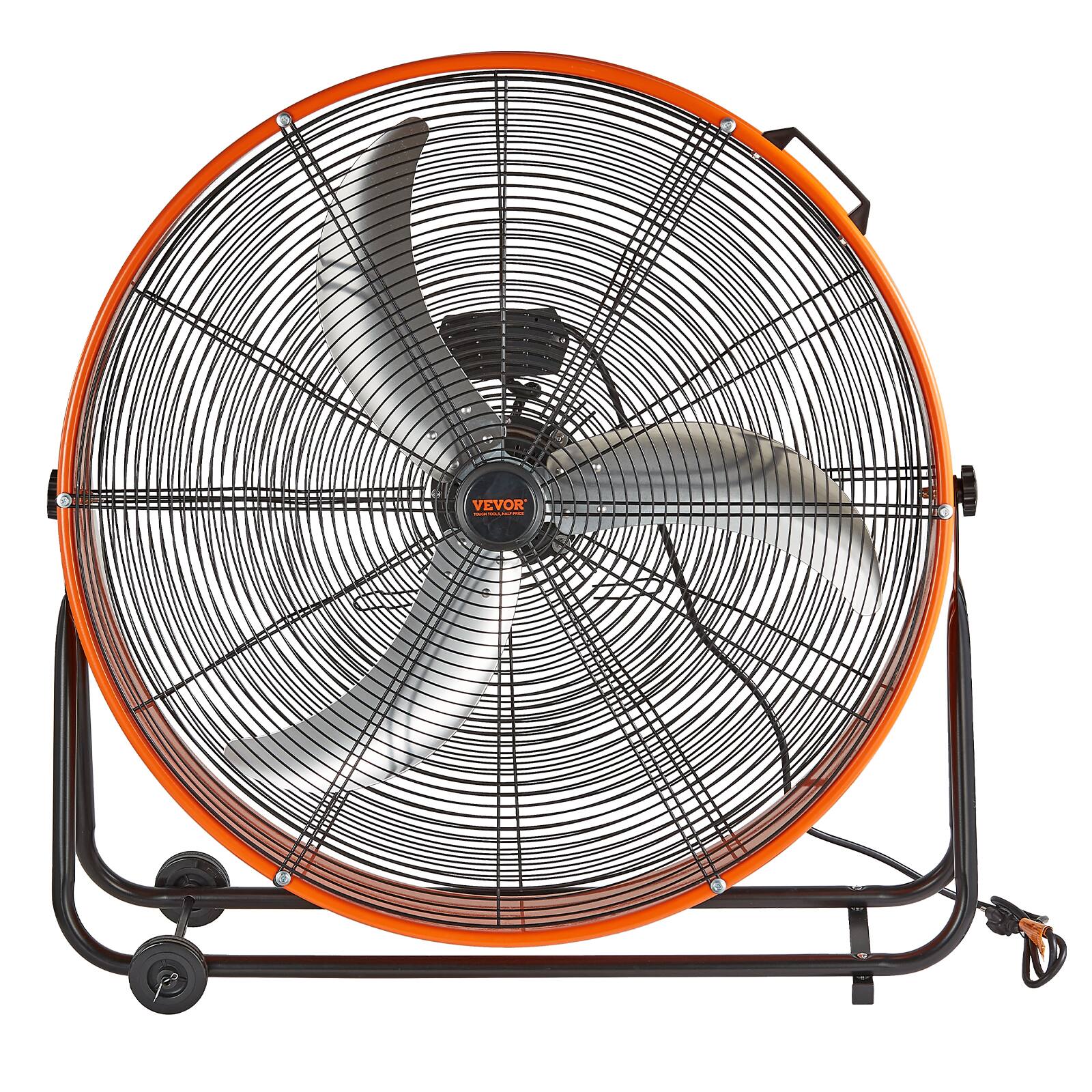 Alt View 5. VEVOR - Drum Fan, 30 Inch High Velocity Industrial Shop Fan, Heavy Duty Commercial Use 3-Speed 13000CFM, 360°Adjustable Tilting - Orange;Black.
