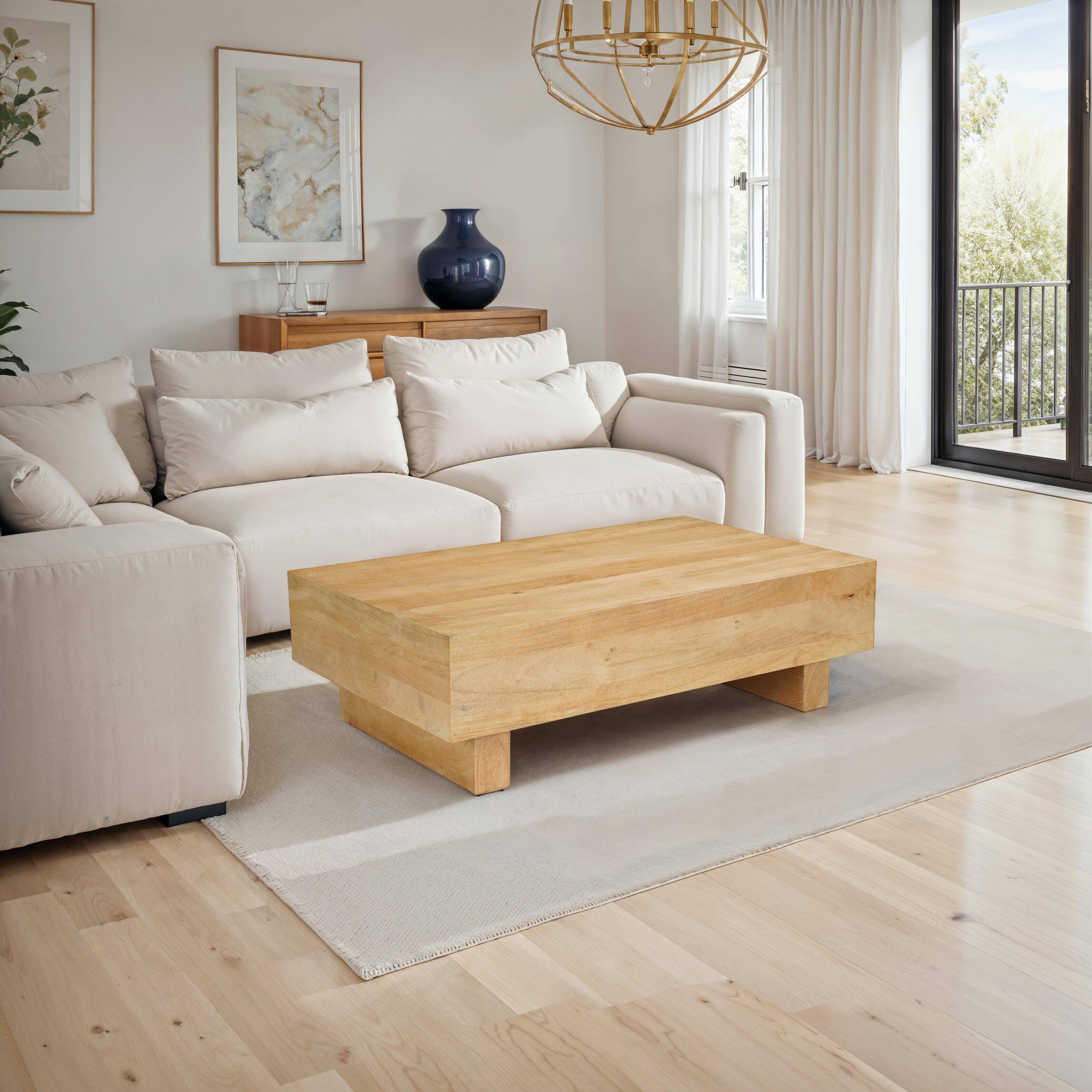 Alt View 10. Manhattan Lane - Elias Coffee Table | 42" Rectangular Top | Wood Sustainably Harvested - Natural Brown.