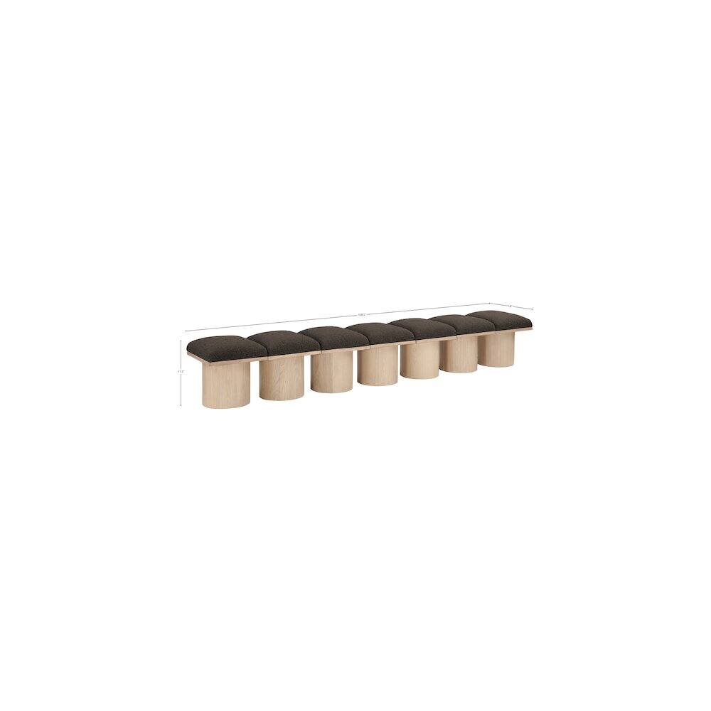 Alt View 4. Meridian Furniture - Pavilion Brown Boucle Fabric Bench - Brown.