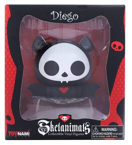 Toynami - Skelanimals 4.5 Inch Collectible Vinyl Figure | Diego the Bat - Black
