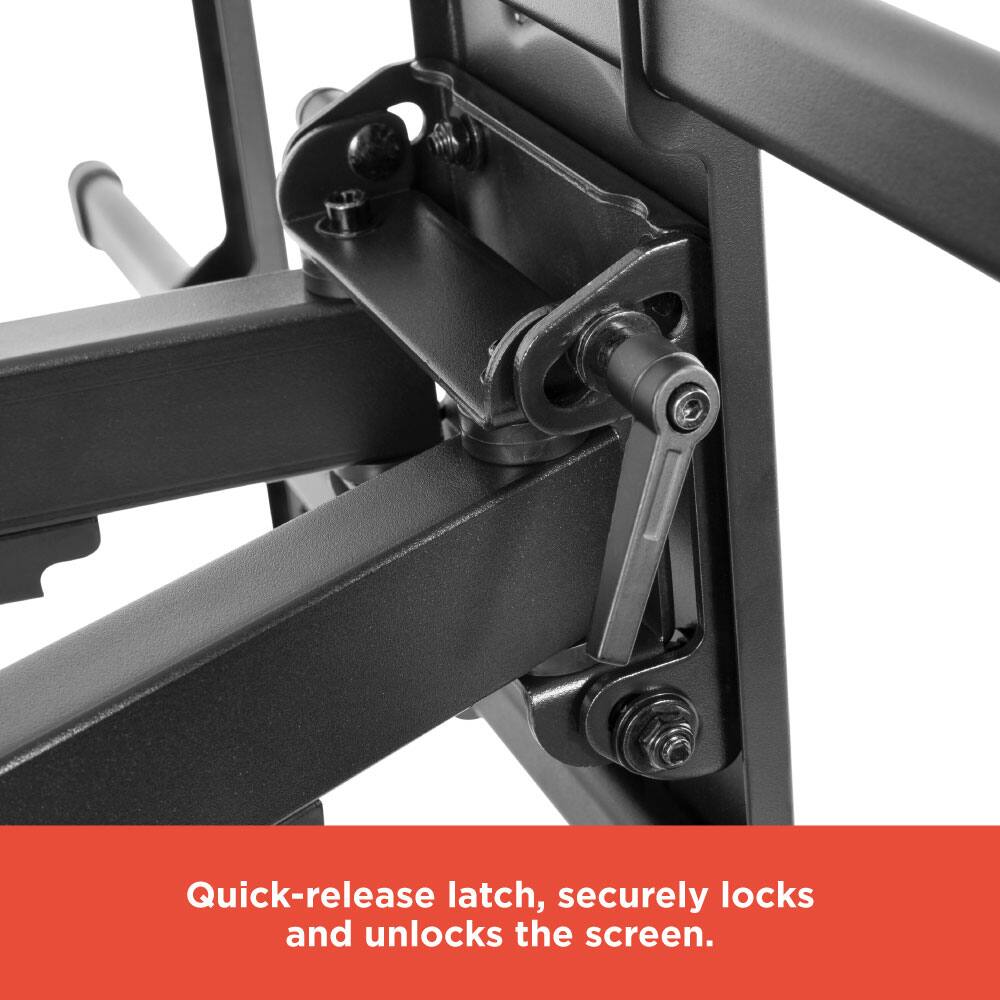 Quick-release latch, securely locks and unlocks the screen.