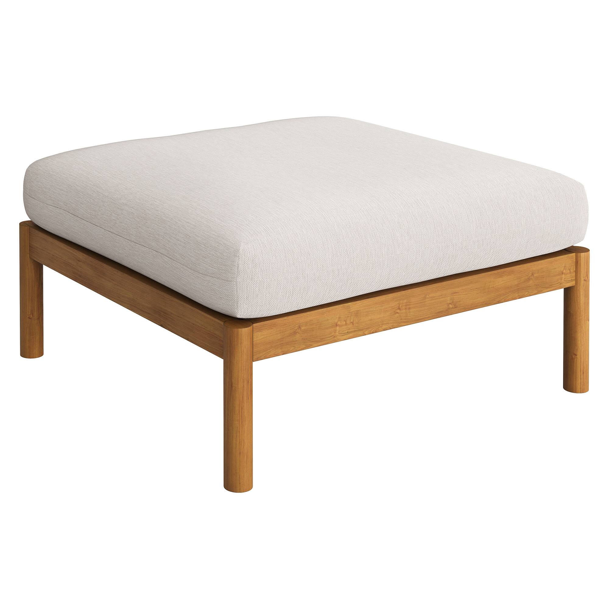 Angle. Modway - Eleni Square Outdoor Teak Wood Ottoman by Modway - Natural Sail.