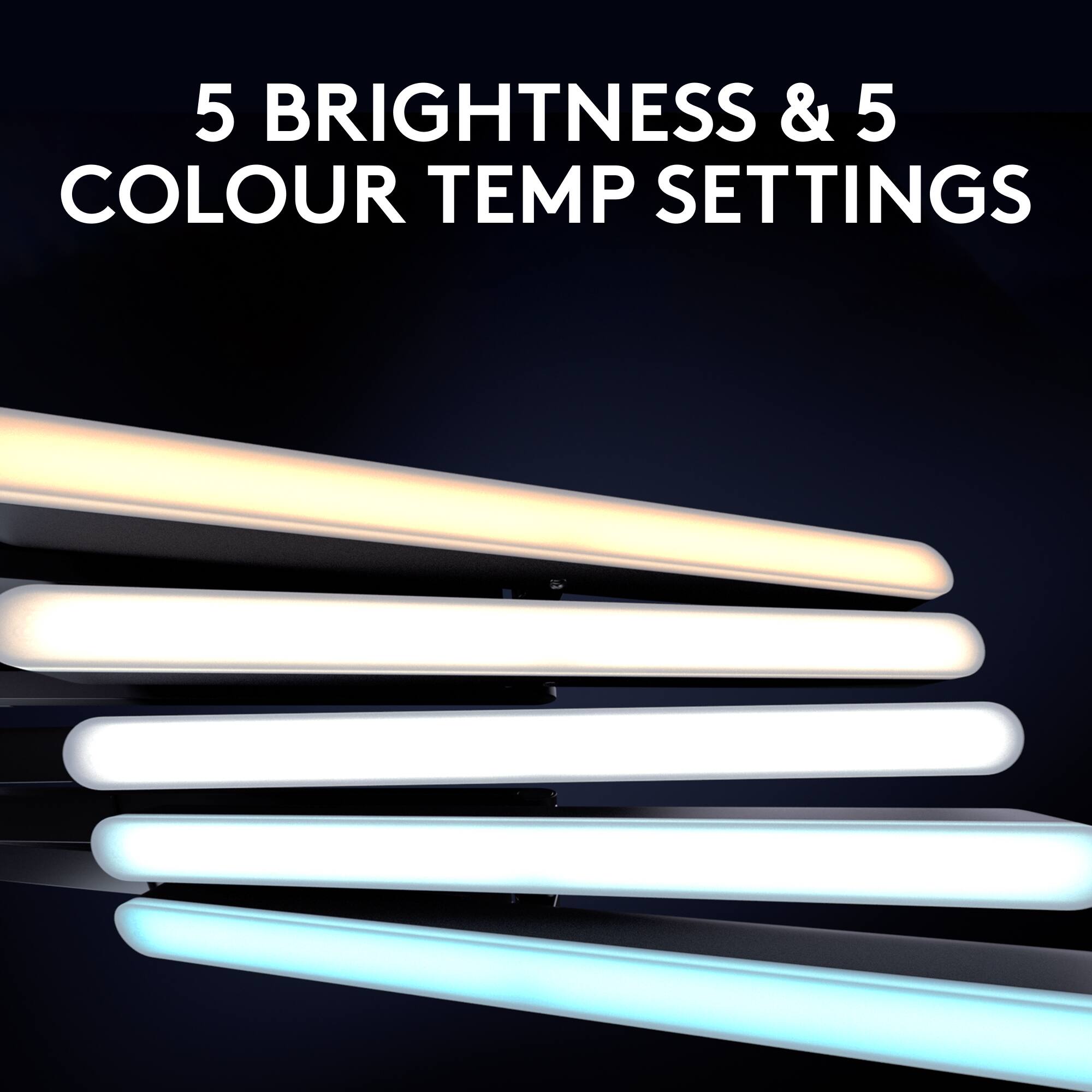 5 BRIGHTNESS & 5 COLOUR TEMP SETTINGS