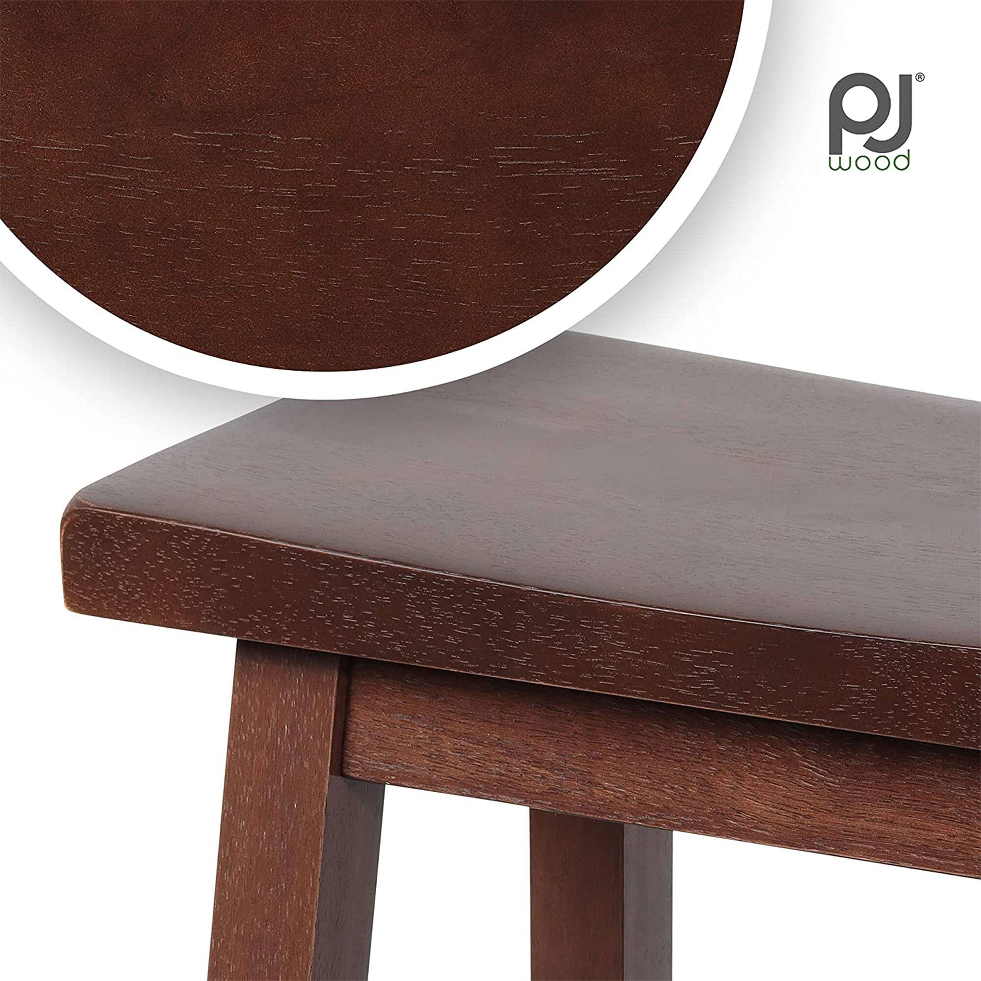 Alt View 2. PJ Wood - PJ Wood Classic Saddle Seat 29" Tall Kitchen Counter Stools, Walnut (Set of 4) - Walnut.