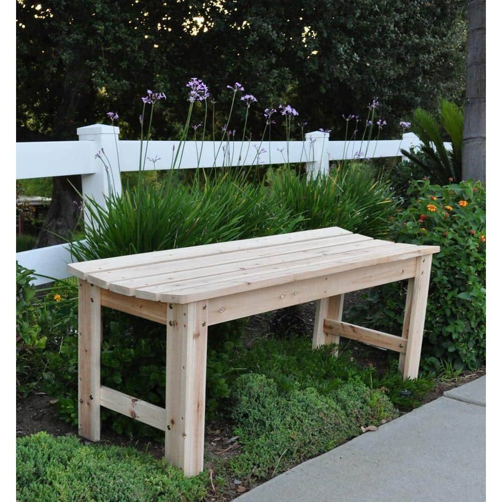 Left. Hivvago - Outdoor Patio Backless Cedar Wood 4-ft. Garden Bench in Natural Finish - Natural.