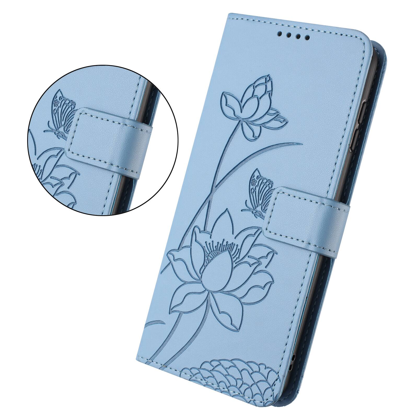 Angle. Dteck - Shockproof Wallet Case for Samsung Galaxy S25 Ultra with Detachable Wrist Strap, Protective PU Leather Folio Stand Cover - Blue.