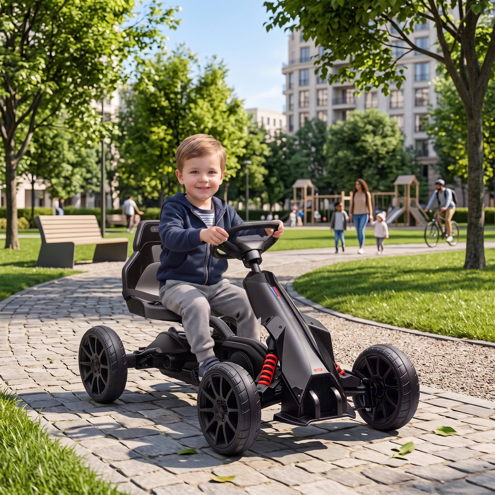 Alt View 1. Aosom - Kids Pedal Go Kart W/ Adjustable Seat - Black.