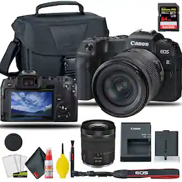 Canon - EOS RP Mirrorless Camera with 24-105mm f/4-7.1 Lens, Bag, Sandisk 64GB Card, & More Bundle (International Version) - Black w/ Pro Bundle