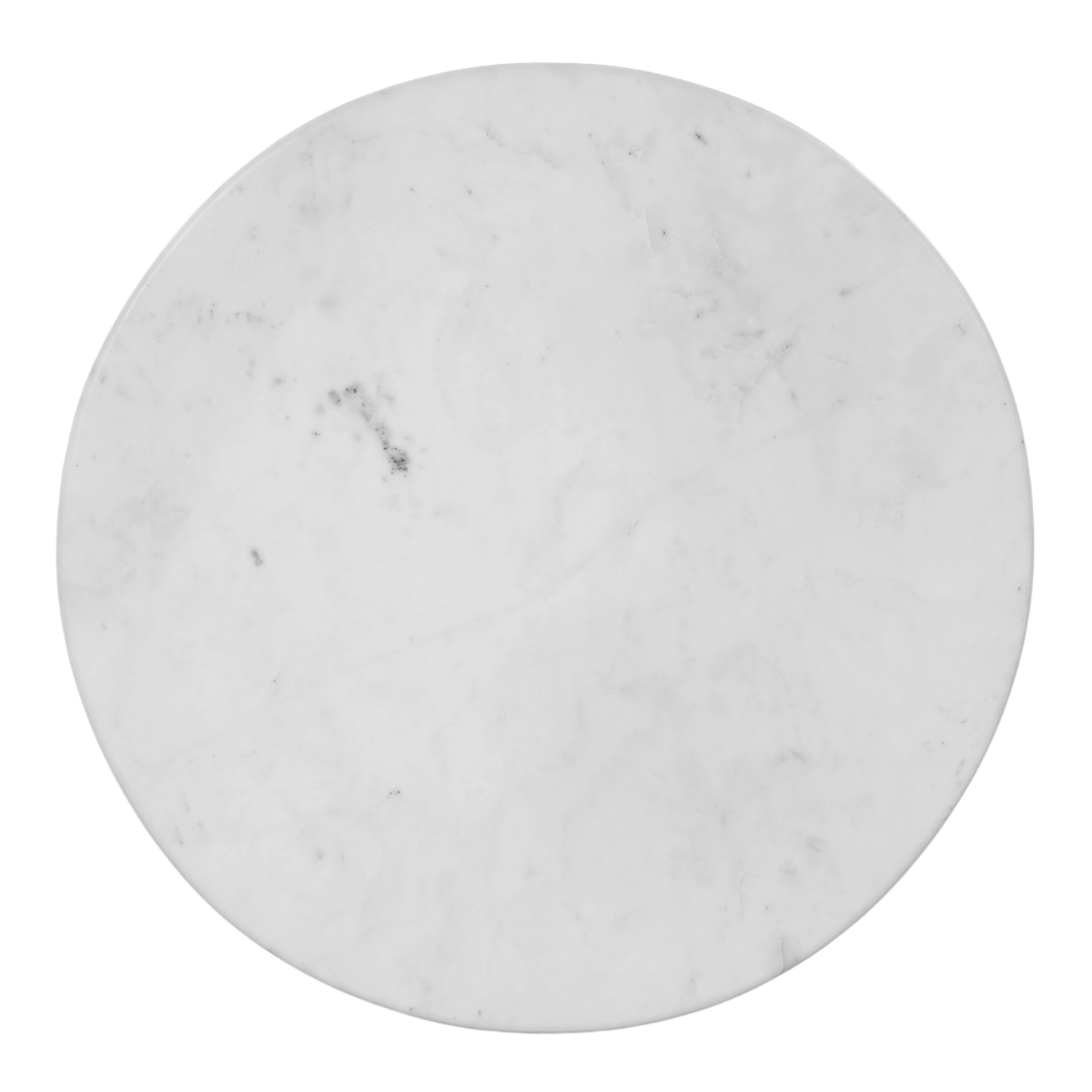 Alt View 3. Manhattan Lane - Riko Coffee Table, White Marble Top on Modern Iron Stand, Round Table, 27" - Black, White.