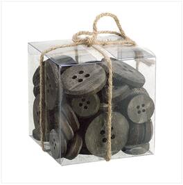 Allstate - 4" and Gray Country Cabin Assorted Rusted Buttons in Decorative Box - Clear