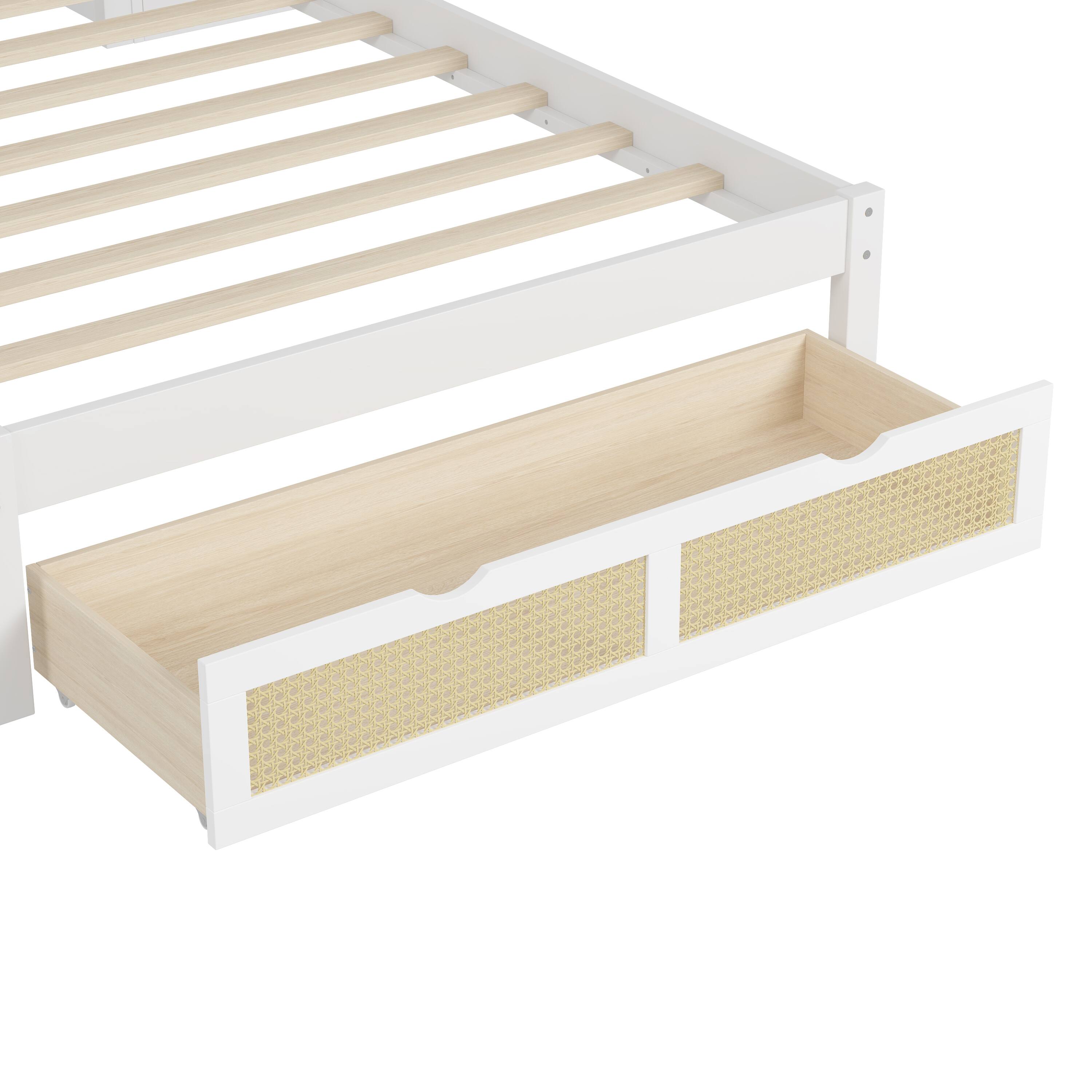Alt View 5. Tiramisubest - Twin Size Wooden Multifunctional Platform Bed with Two Storage Lockers, Drawer, and Storage Shelf on Headboard - White.