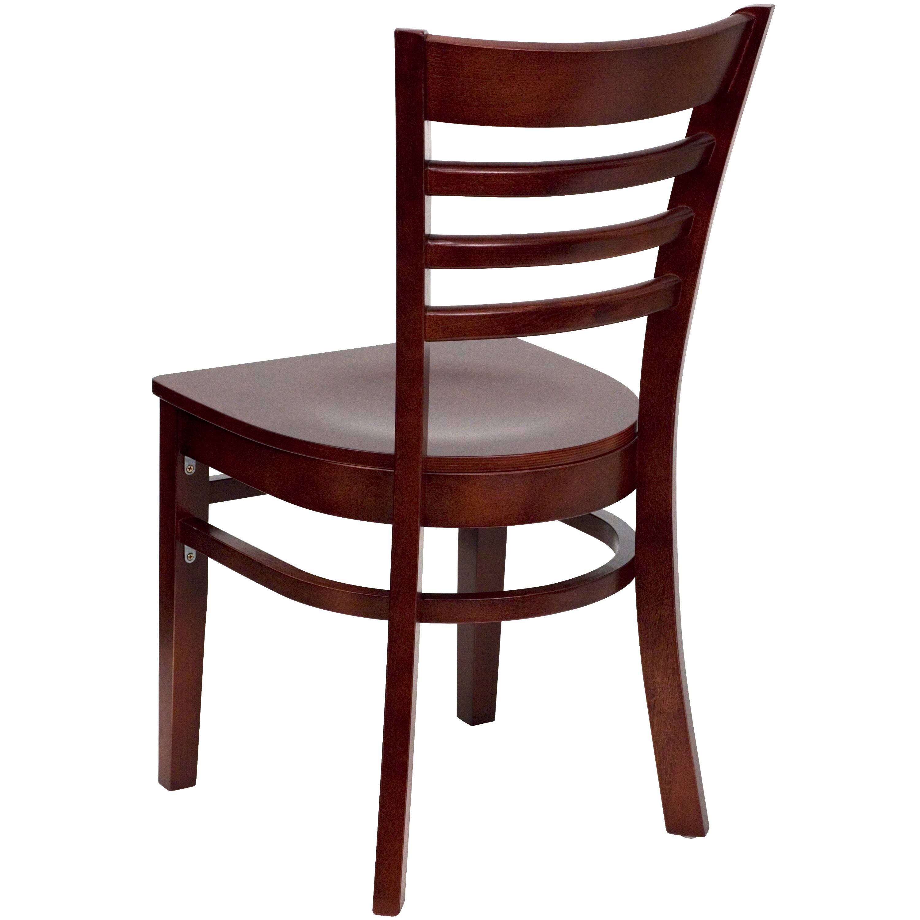 Alt View 2. Emma + Oliver - Ladder Back Wooden Restaurant Dining Chair - Mahogany Wood Seat/Mahogany Wood Frame.