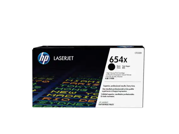 HP LASERJET CF330X 654X Black Tinta Negra Noire
High Volume Print Cartridge Cartouche d'Impression Grand Volume Cartucho de Alto Volumen
NDC MIMMI RPR1S Superior, professional results. time. TRATO Every HCHS Des résultats professionnels et de qualité supérieure à chaque impression. HEW TC Calidad superior, resultados profesionales. en todo momento.
HP LASERJET ENTERPRISE M651