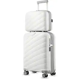 LUGGEX - 20"/14" Carry on Luggage Lightweight Suitcase 2 Piece with Spinner Wheels - LX-EX - White