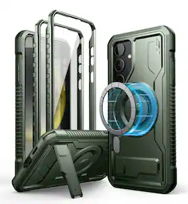 Dexnor - Magnetic Case for Samsung Galaxy S24 Plus Compatible with Magsafe Bumper Rugged Shockproof Full-Body Protective Cover - Army Green