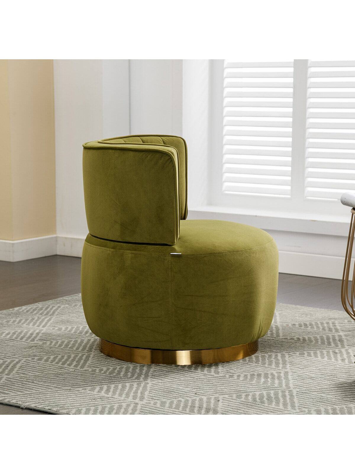 Alt View 1. Trinkets Crazed - Velvet Swivel Accent Barrel Chair, Mid Century Modern Arm Chair 360° Swivel Club Chairs - Olive.