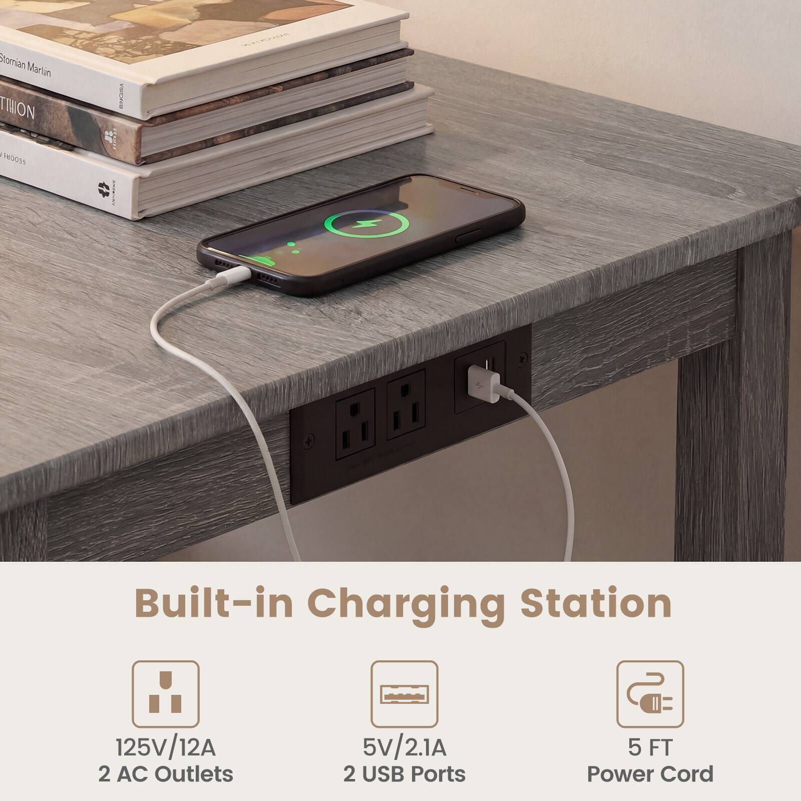 Storian Marlin TRION I  
Built-in Charging Station  
125V/12A 2 AC Outlets  
5V/2.1A 2 USB Ports  
5 FT Power Cord