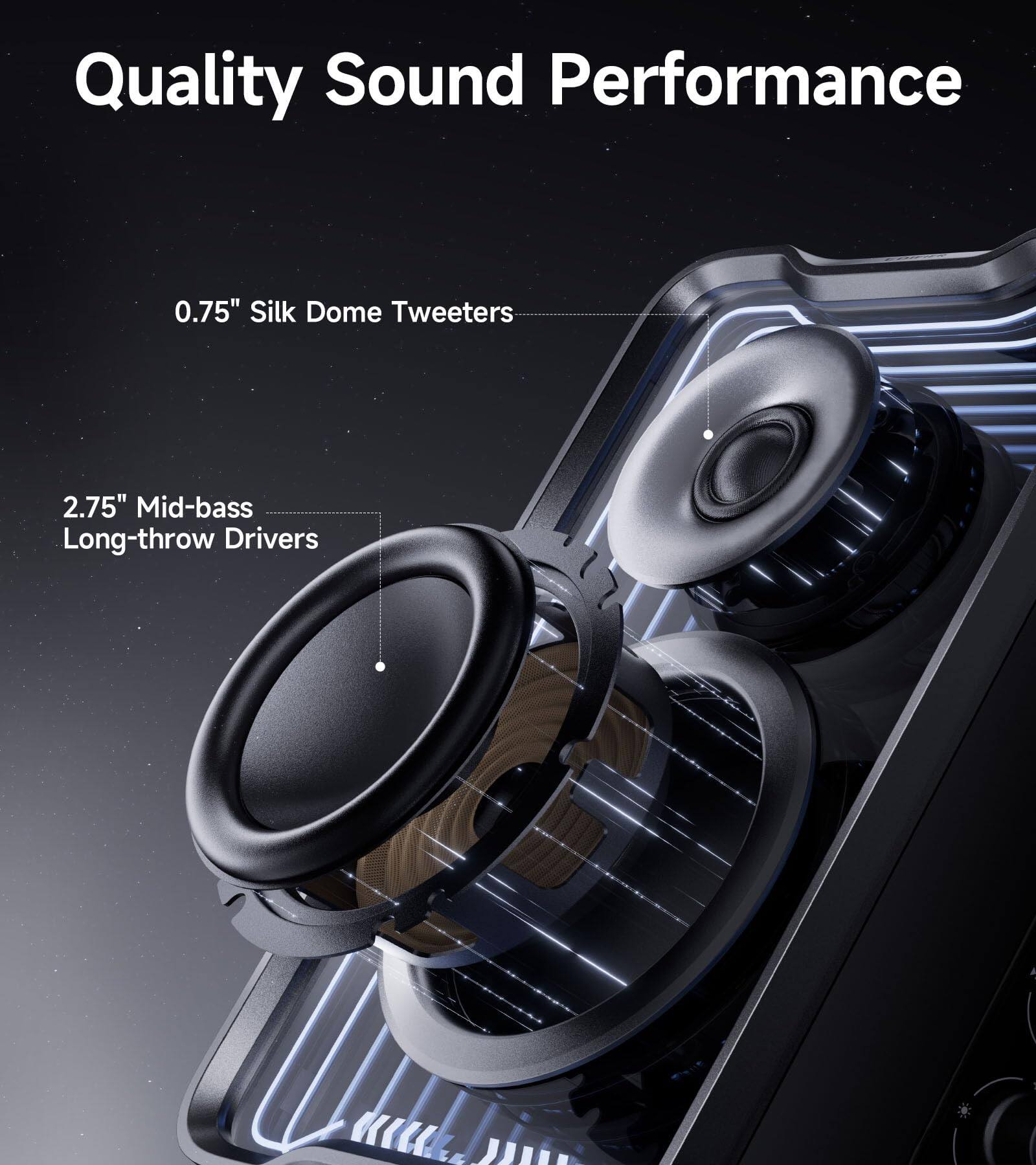 Quality Sound Performance

0.75" Silk Dome Tweeters

2.75" Mid-bass Long-throw Drivers