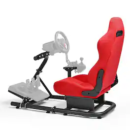 Dardoo - Racing Simulator Cockpit, with red suede seats; does not include a handbrake, steering wheel, pedals, or monitor - Black/Red