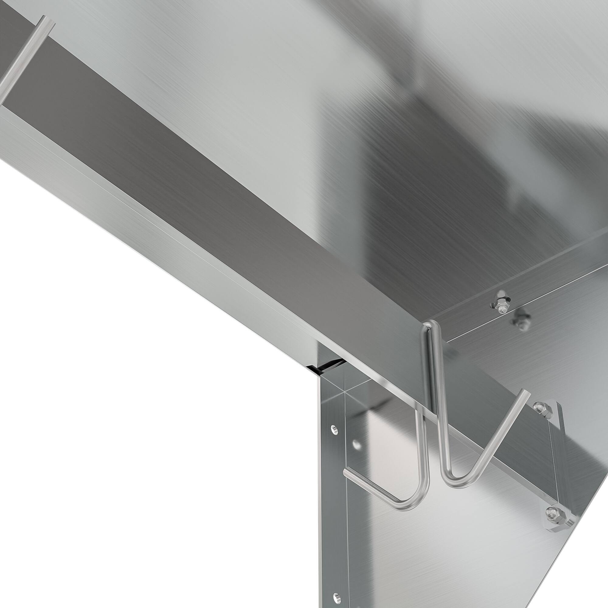 Alt View 4. Koolmore - 12" x 48" 18-Gauge Stainless-Steel Heavy Duty Wall Shelf with Pot Rack, WMPS-1248 . - Stainless-Steel.