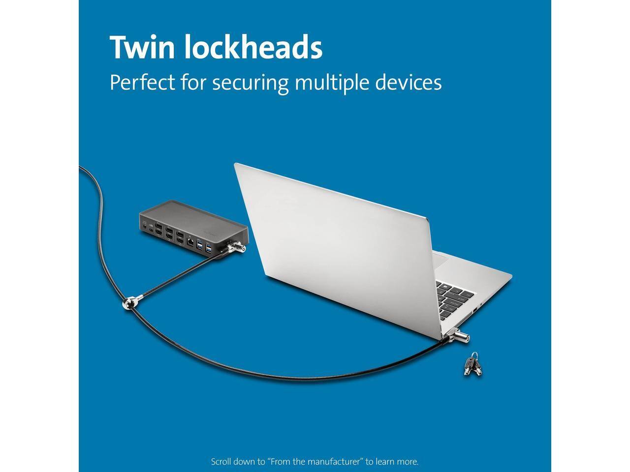 Twin lockheads  
Perfect for securing multiple devices  

Scroll down to "From the manufacturer" to learn more.