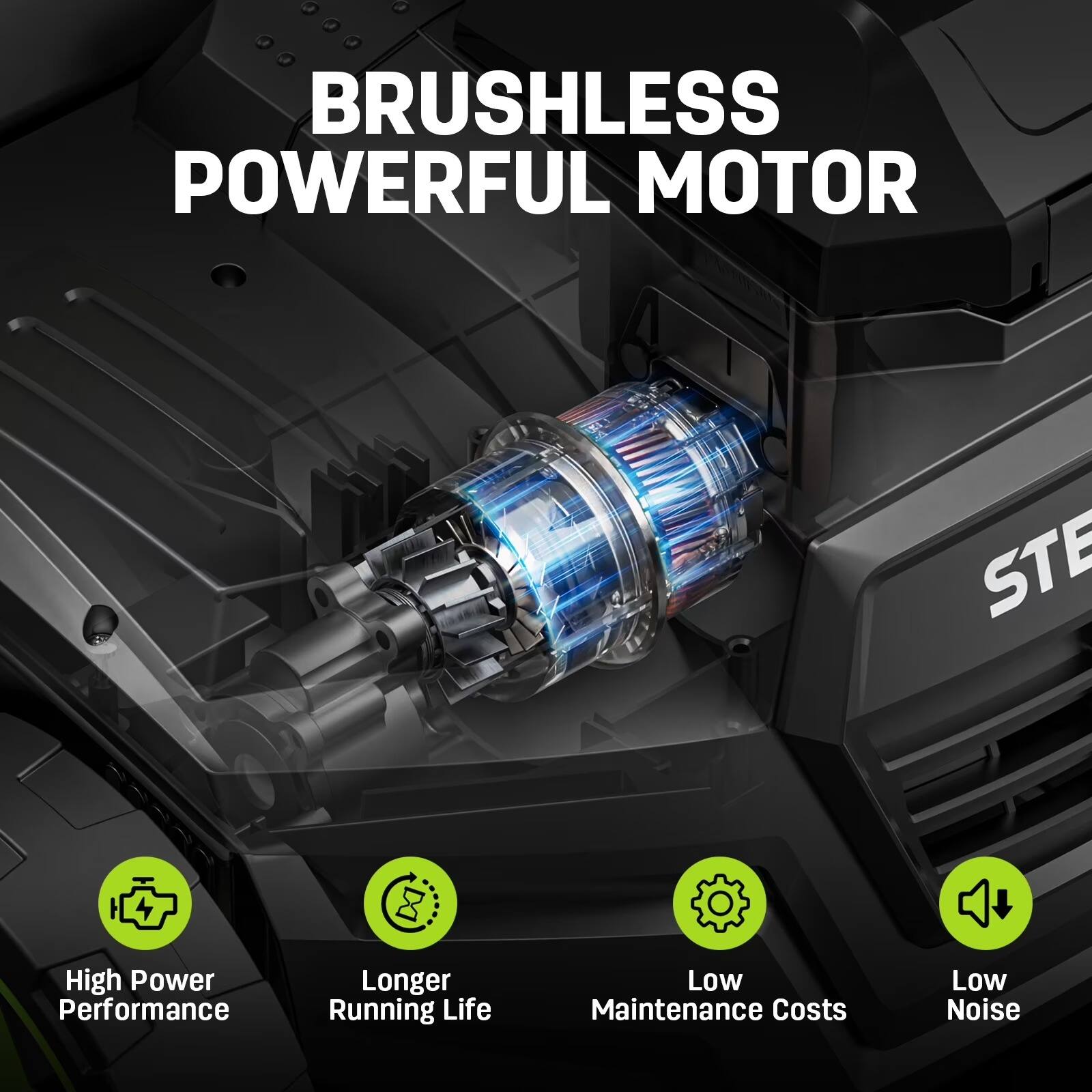 BRUSHLESS POWERFUL MOTOR

- High Power Performance
- Longer Running Life
- Low Maintenance Costs
- Low Noise