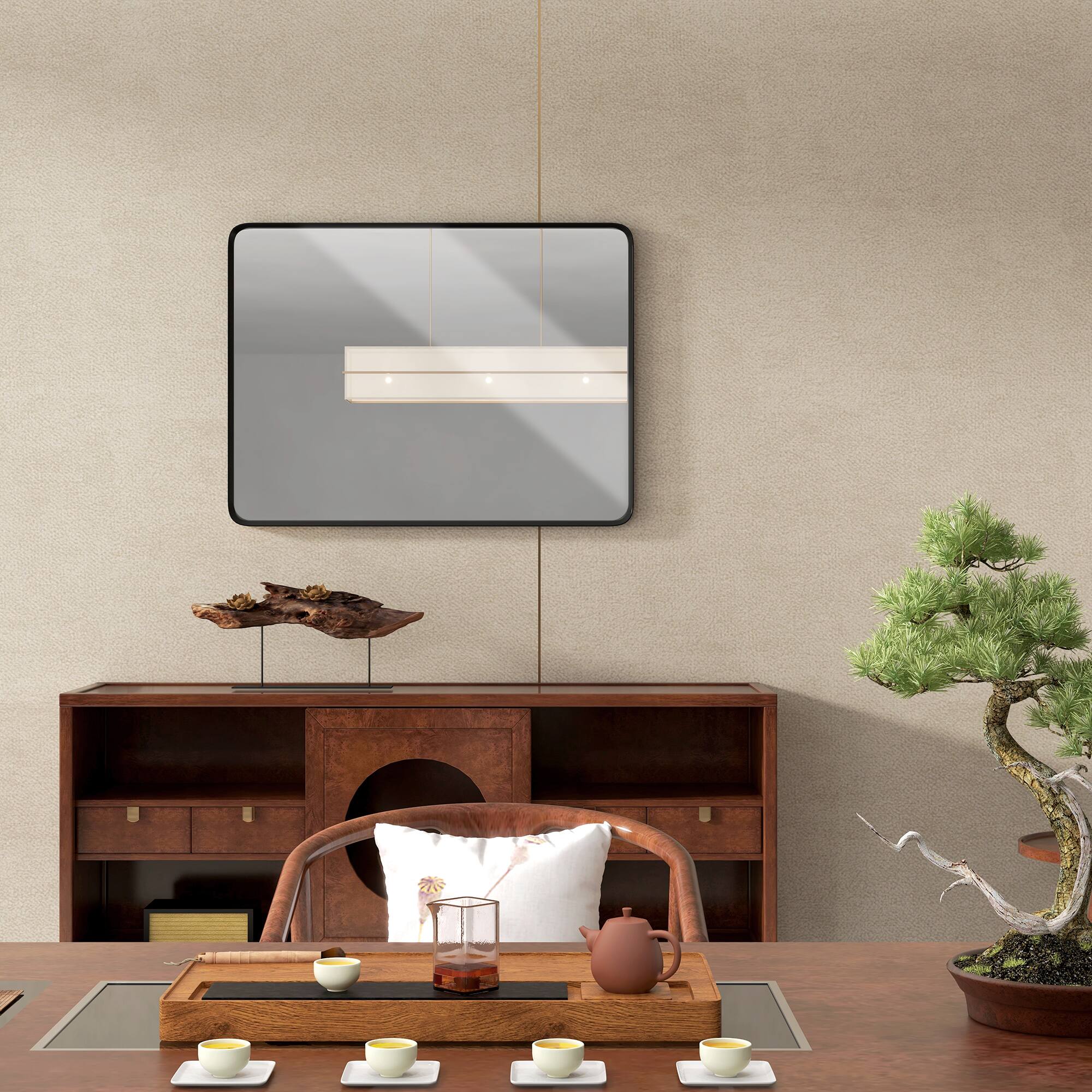 Alt View 7. Homcom - 36"x24" Wall Mirror, Aluminum Frame Rectangular Decorative Mirror, 5-Layer Float Technology (Home/Bathroom, Horizontal).