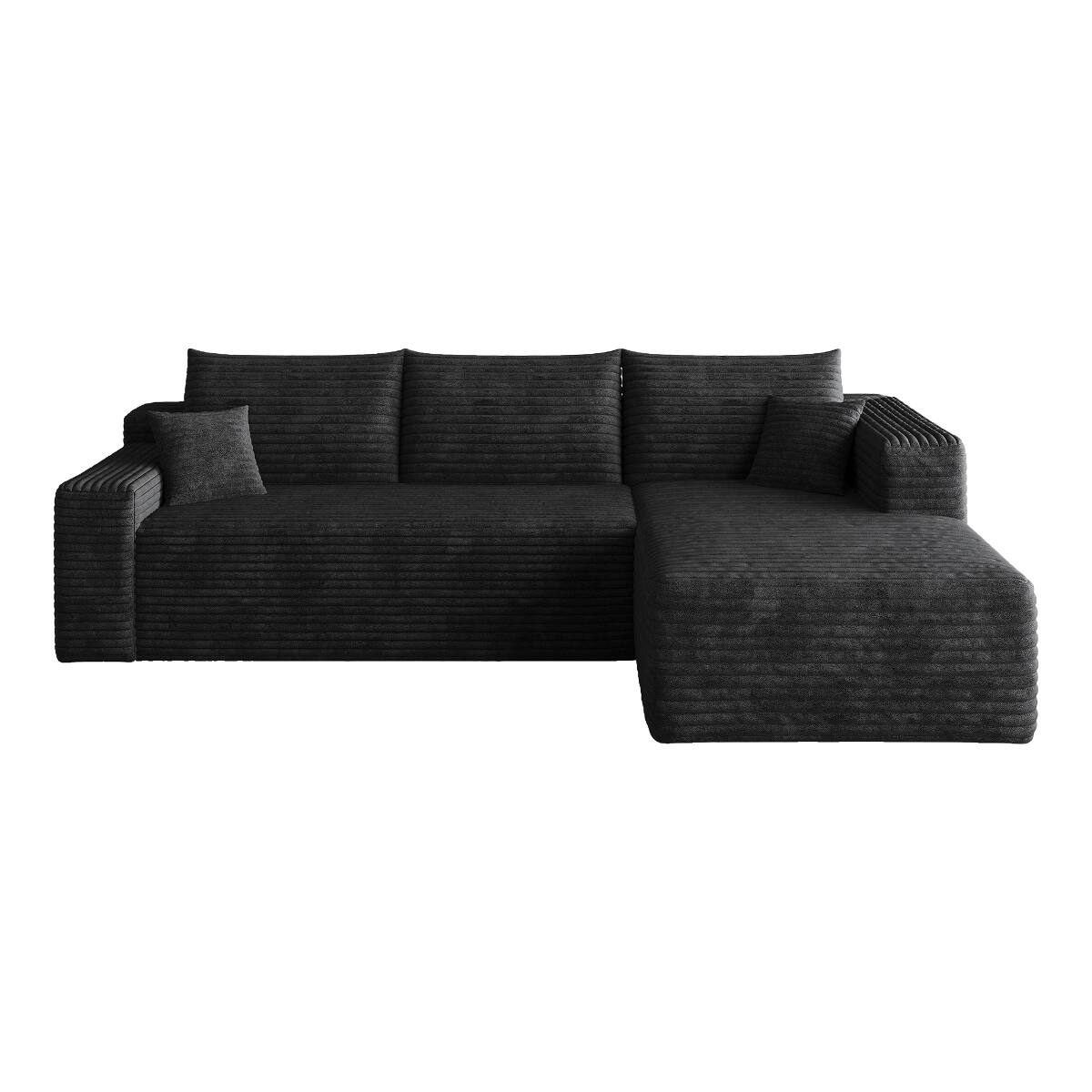 Alt View 6. Ropilly - Ropilly 95 Inch U Shaped Sectional Sofa Black Corduroy Living Room Sectional Couch with Reversible Chaise - Black.
