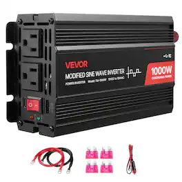 VEVOR - 1000W Power Inverter, 12V DC to 120V AC Modified Sine Wave Inverter, Car Charger Converter with USB & Type-C Port - Black