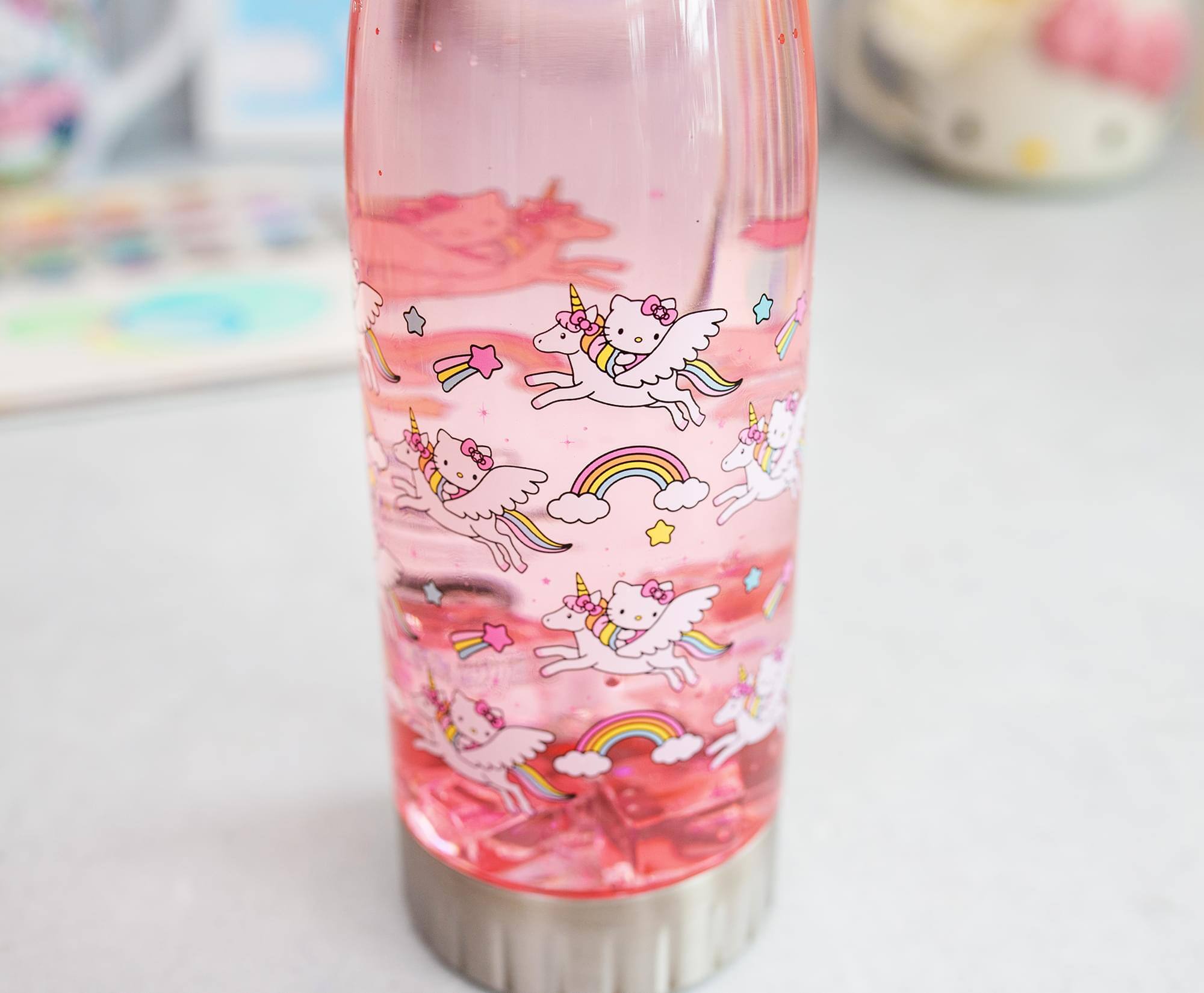 Alt View 3. Hello Kitty - Sanrio Hello Kitty Unicorn Rainbow Toss Water Bottle With Lid | Holds 20 Ounces - Pink.