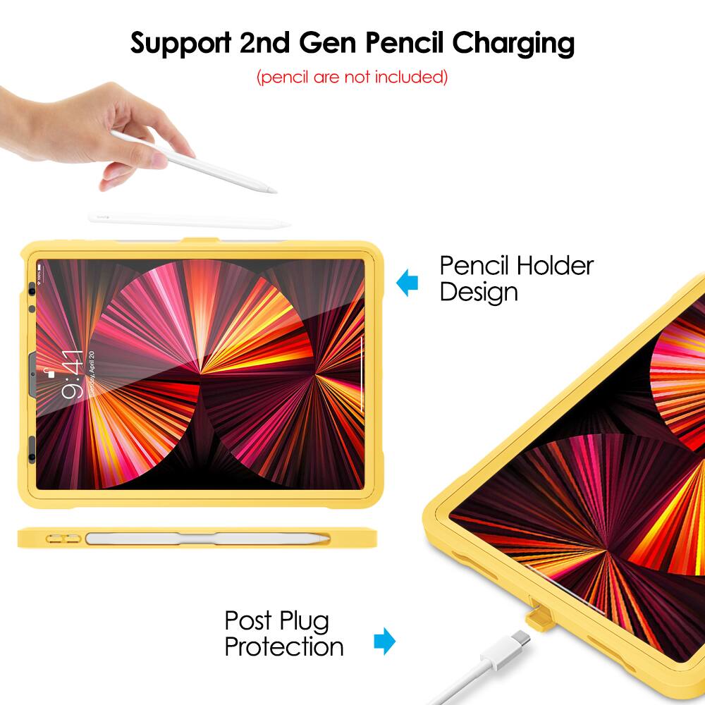 Support 2nd Gen Pencil Charging  
(pencil are not included)

Pencil Holder Design

Post Plug Protection