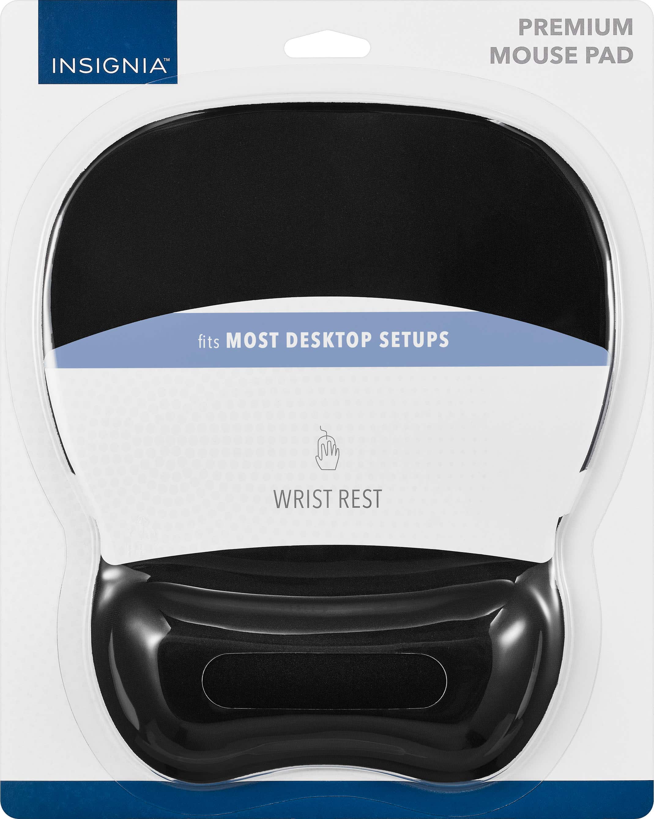 Insignia Premium Mouse Pad fits most desktop setups and has a wrist rest.