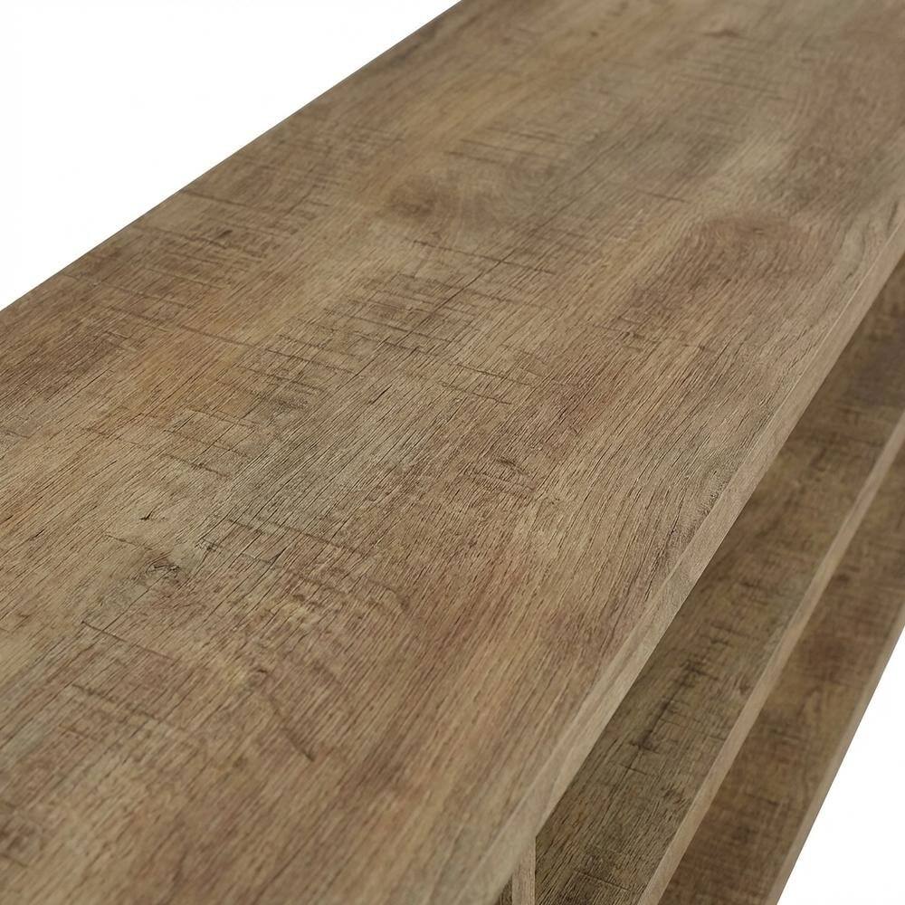 Alt View 4. FurniFact - Green 78-Inch TV Stand, 2-Tier Storage, Farmhouse Design in Engineered Wood - Brown.