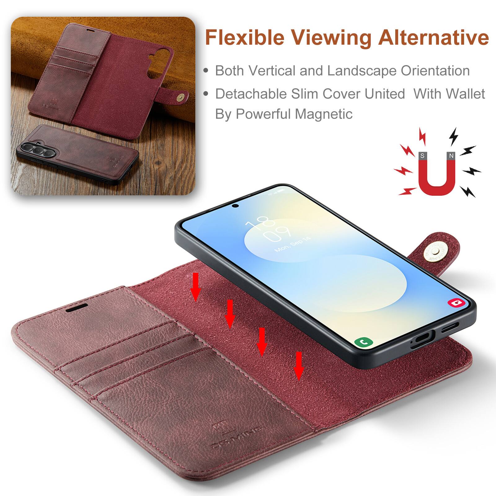 Flexible Viewing Alternative  
Both Vertical and Landscape Orientation  
Detachable Slim Cover United With Wallet By Powerful Magnetic
