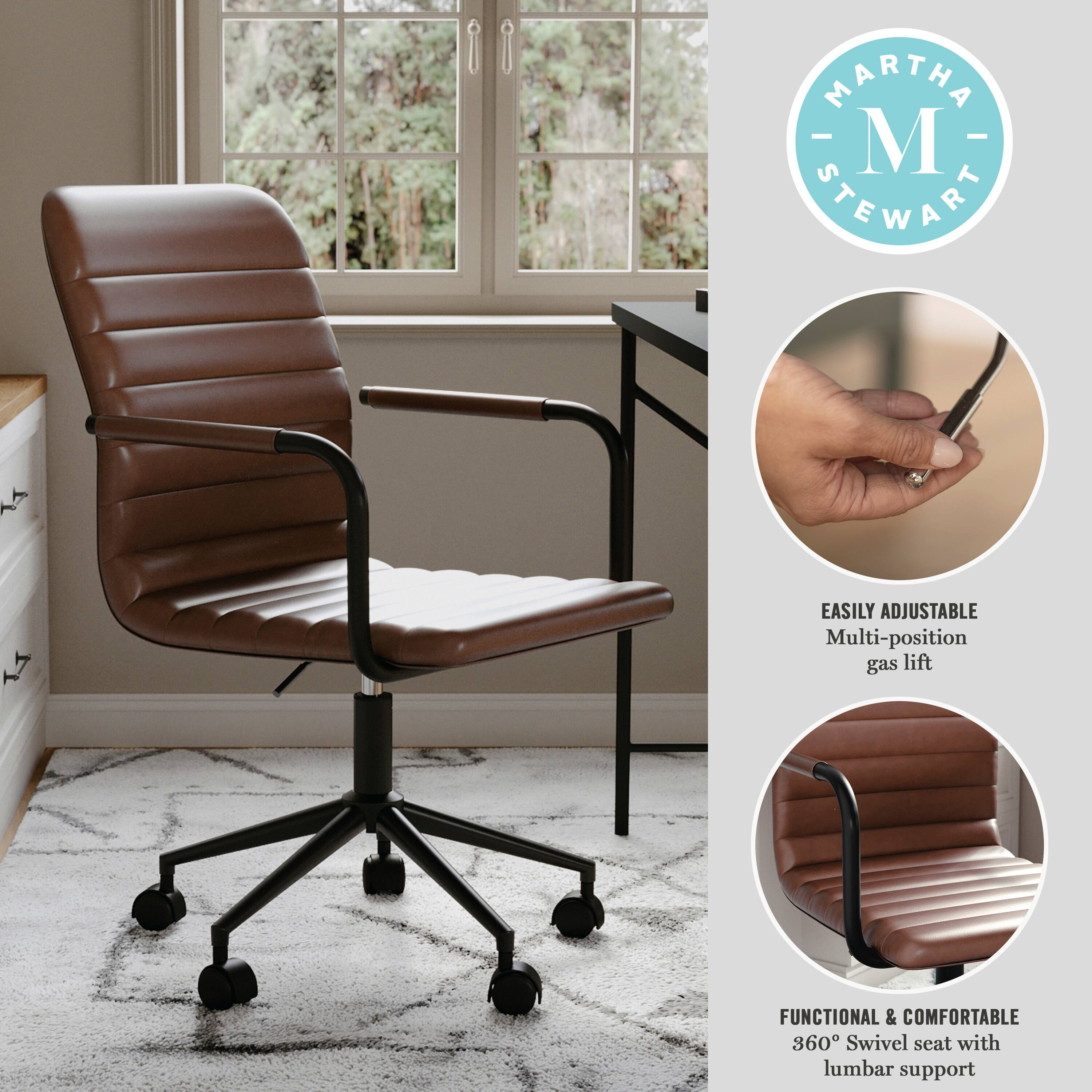 MARTHA STEWART IT EASILY ADJUSTABLE Multi-position gas lift FUNCTIONAL & COMFORTABLE 360 Swivel seat with lumbar support