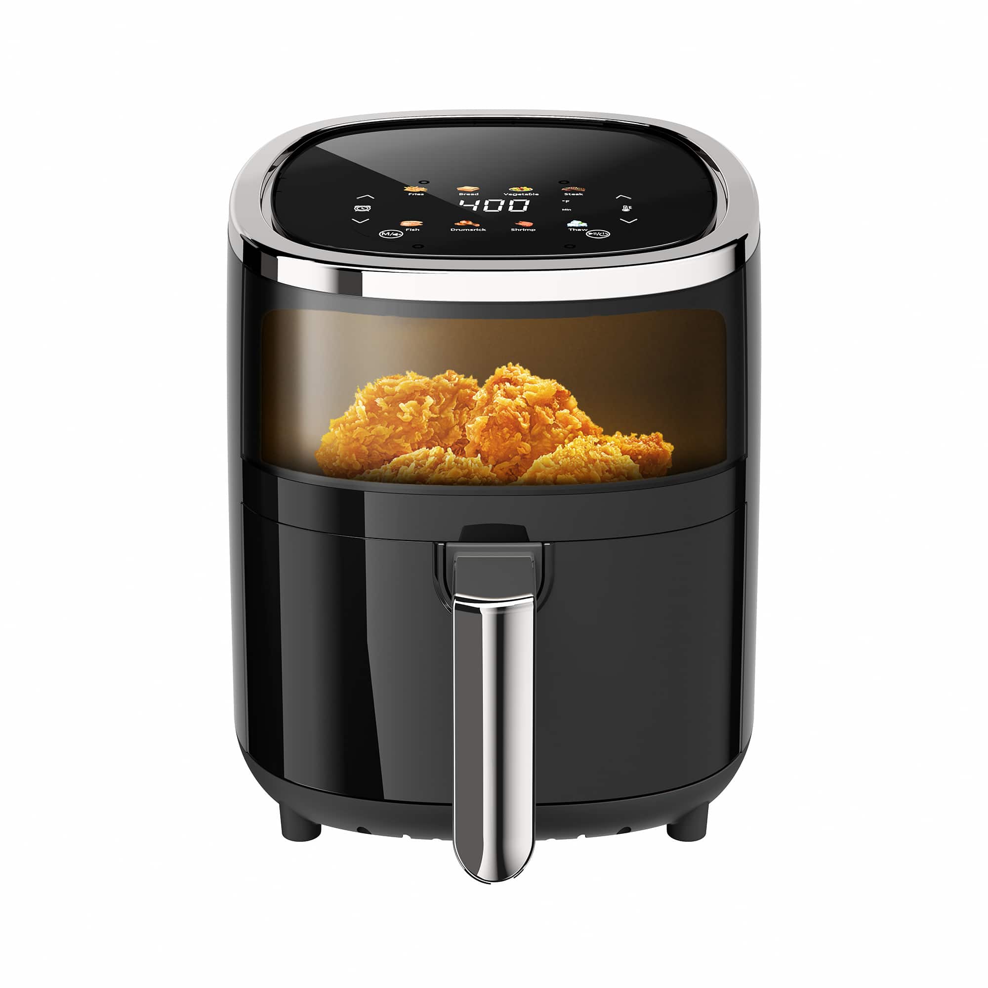 Whuto - 4.1QT Compact Air Fryer, 9-in-1 with Smart Digital Color TouchScreen Air Fryers View Window - Black