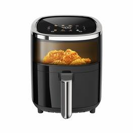Whuto - 4.1QT Compact Air Fryer, 9-in-1 with Smart Digital Color TouchScreen Air Fryers View Window - Black
