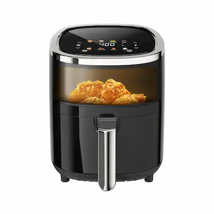 Front. Whuto - WHUTO 4.1QT Compact Air Fryer, 9-in-1 with Smart Digital Color TouchScreen Air Fryers View Window, black - black.
