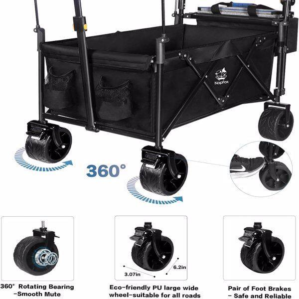 Napfox 360 3.07in 6.2in 360 Rotating Bearing - Smooth Mute Eco-friendly PU large wide wheel-suitable for all roads Pair of Foot Brakes - Safe and Reliable