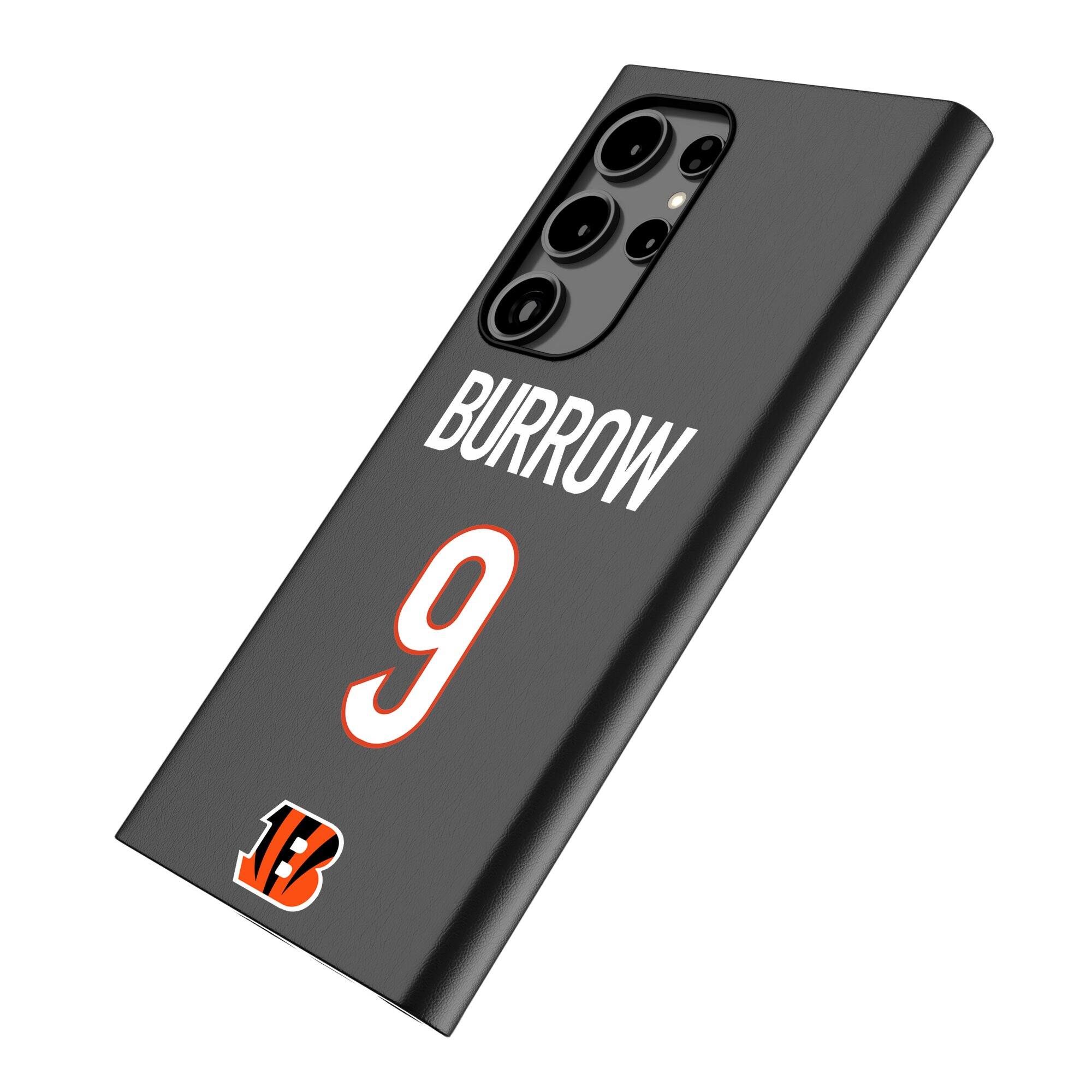 Alt View 1. Keyscaper - Joe Burrow Black Cincinnati Bengals Galaxy Magnetic Bump Case - S25 Ultra - Black.