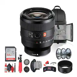 Sony - FE 50mm f/1.4 GM Lens (Sony E) (SEL50F14GM) + 64GB Card + Filter Kit + More Bundle w (International Version)